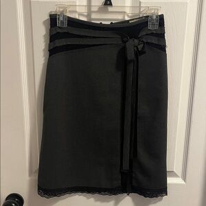 Chic Black Pencil Skirt with Lace Trim